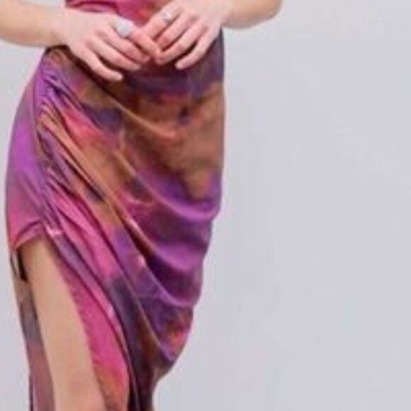 Dresses & Skirts - Cider Purple Gradient Sweetheart Asymmetrical Ruched Midi Dress  Small Women